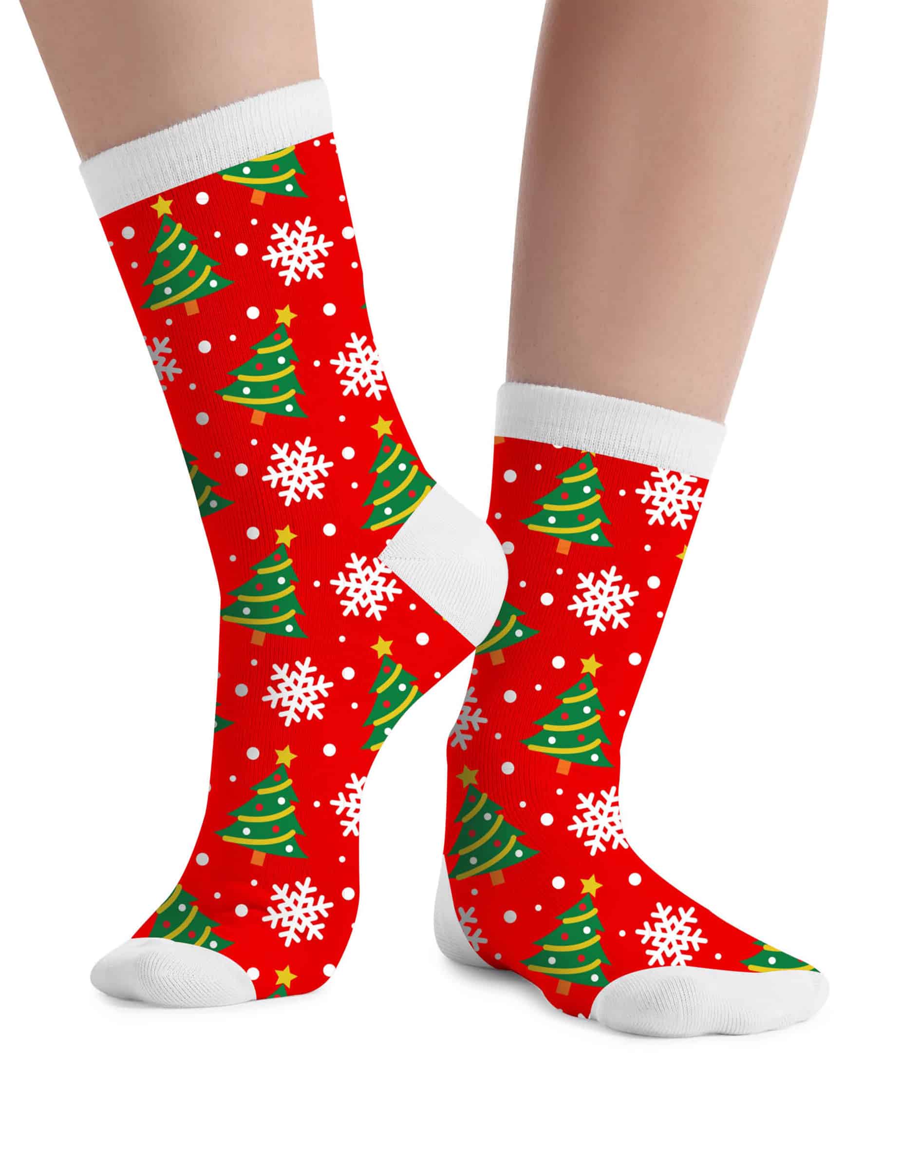 Weihnachtssocken Tannenbaum Motiv für Erwachsene Rot