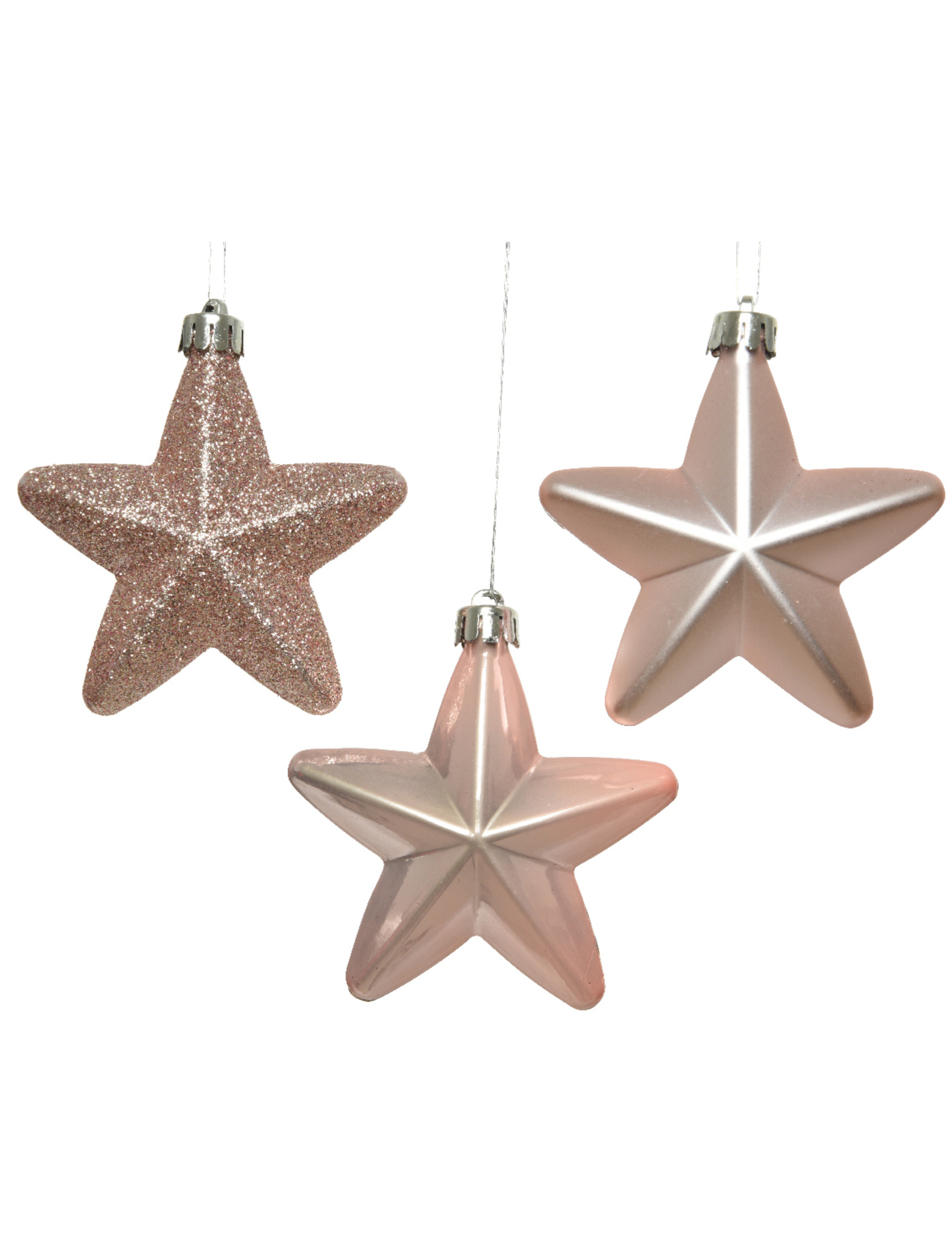 Weihnachtssterne Baumschmuck Christbaum-Aufhänger 6 Stück roségold 7