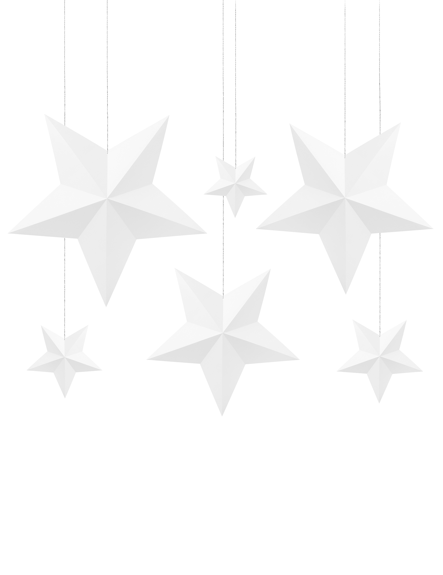 Weihnachtssterne-Set Hängedeko 7-teilig weiß 12 x 11