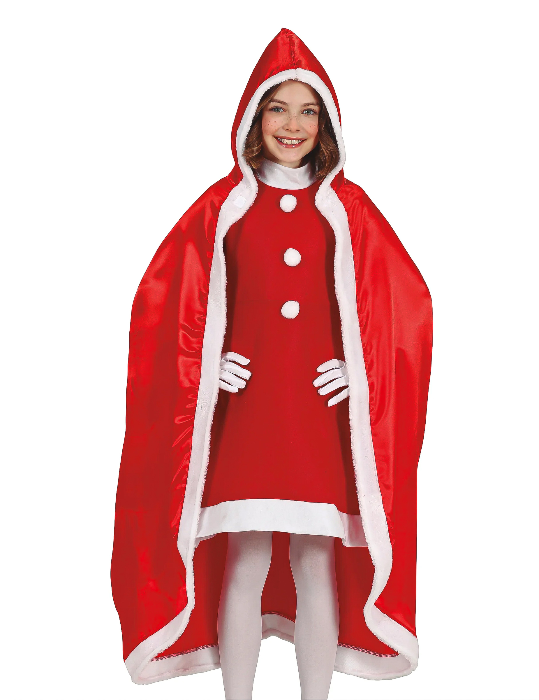 Weihnachtsumhang für Kinder Kostümaccessoire rot-weiss