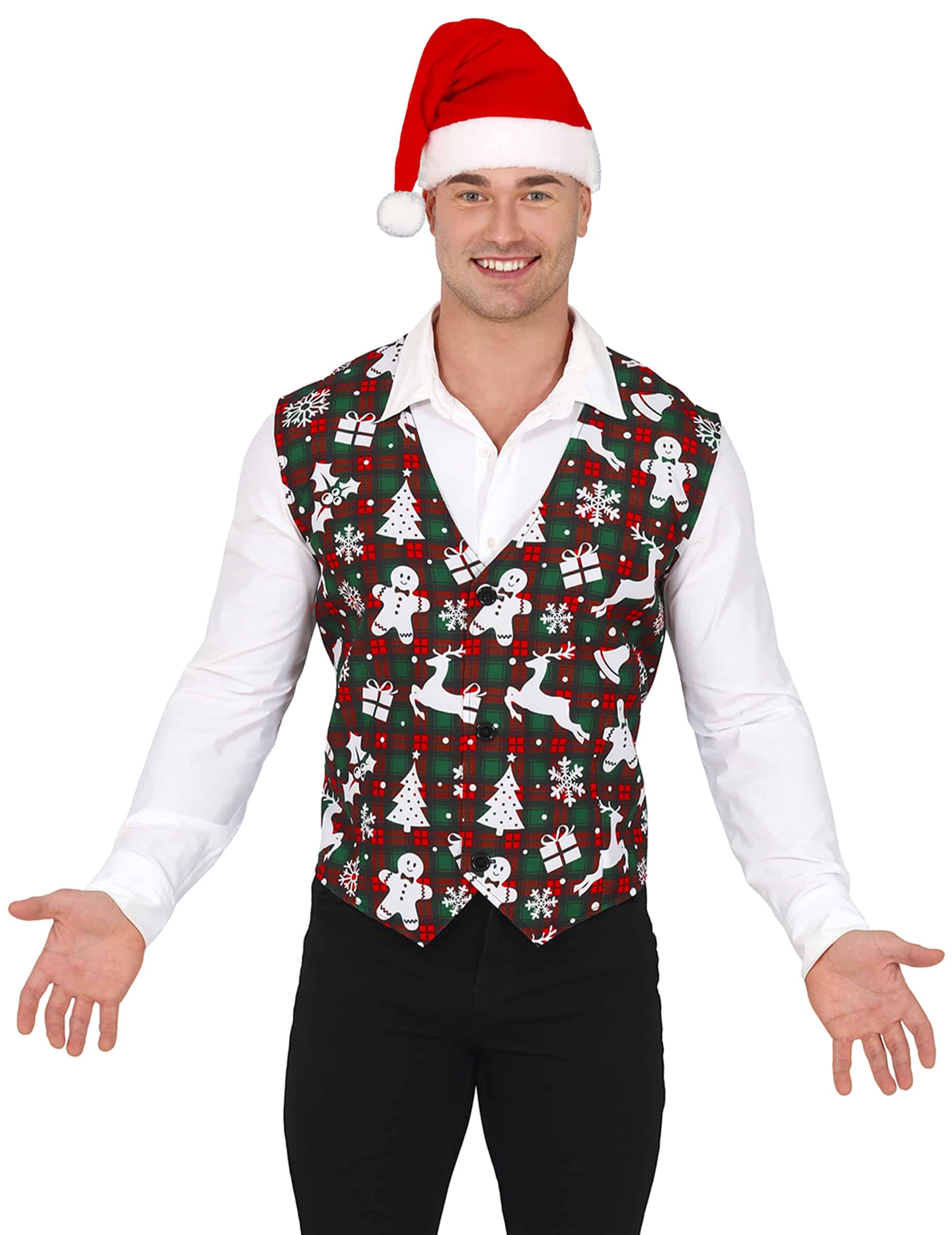 Weihnachtsweste Erwachsene tartan Weihnachtsmotive