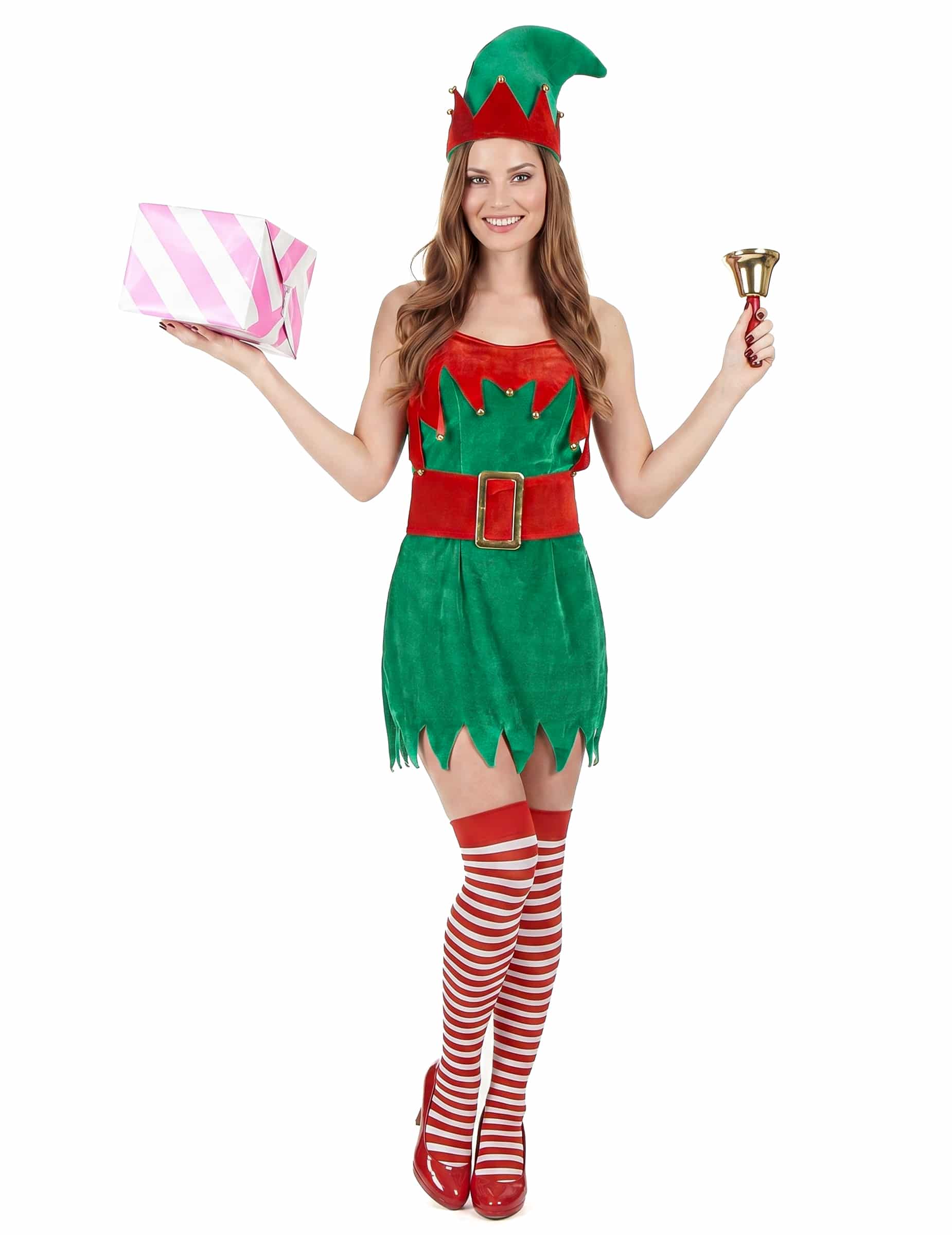Weihnachtswichtel Damenkostüm rot-grün