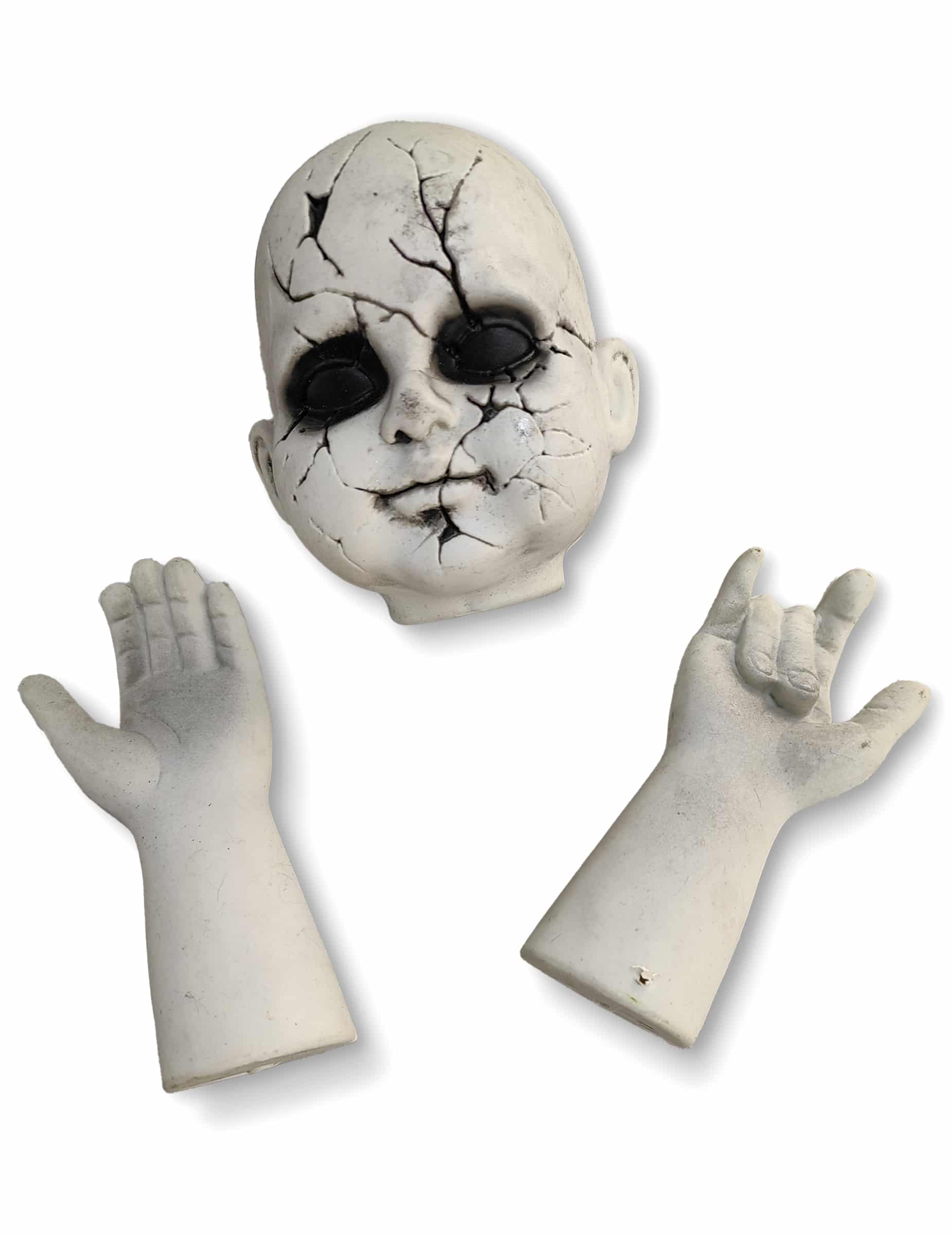 Weiße Puppenteile Kopf und Hände Deko 14 cm