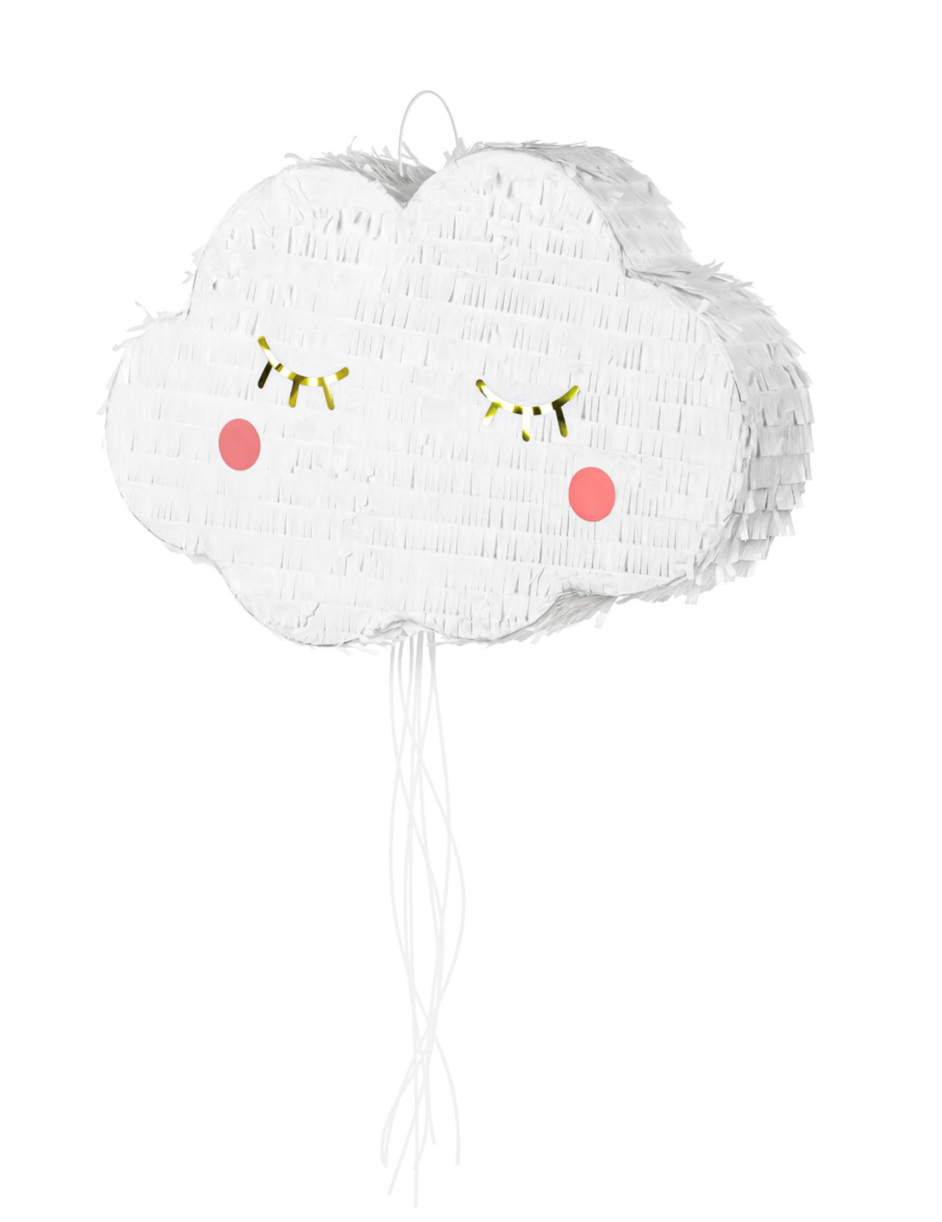 Weiße Wolken-Pinata mit Zugbändern 50 x 32 cm