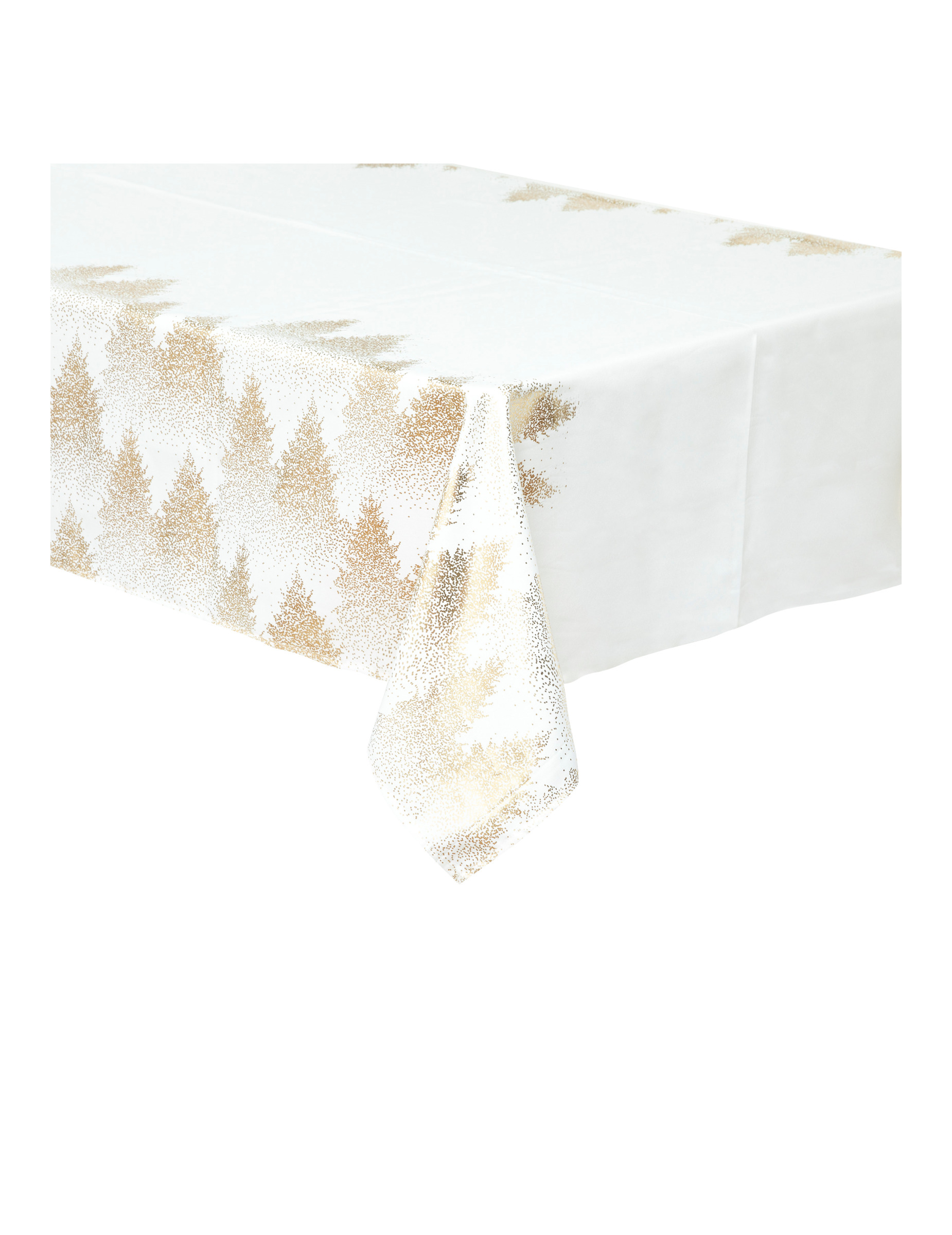 Weiße und goldene Tischdecke mit Tannenbäumen 140 x 240 cm Polyester