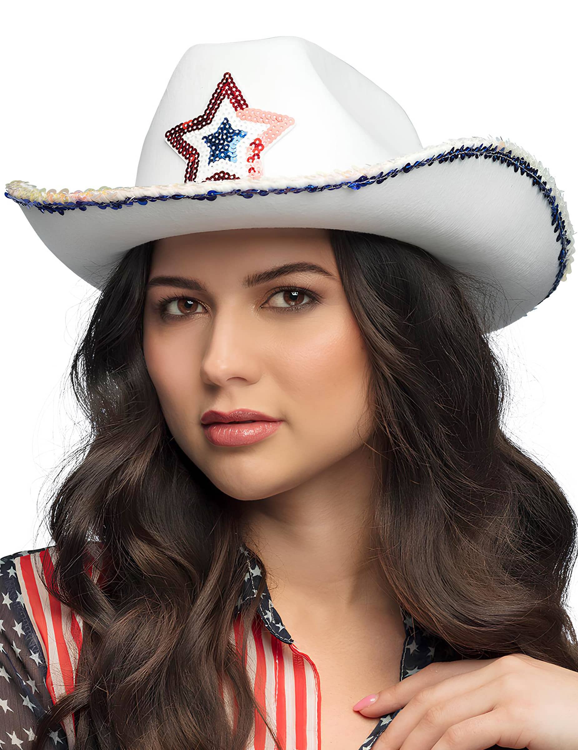 Weißer USA Cowboyhut für Erwachsene
