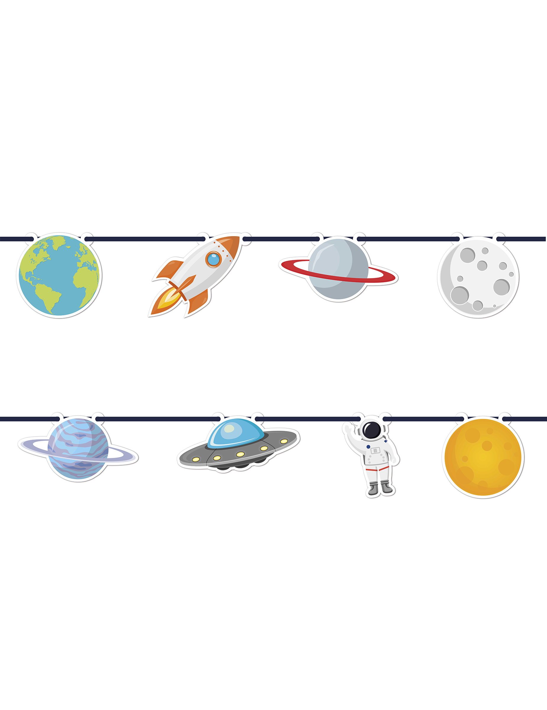 Weltraum Girlande aus Pappe 2 m Kosmos Party-Deko