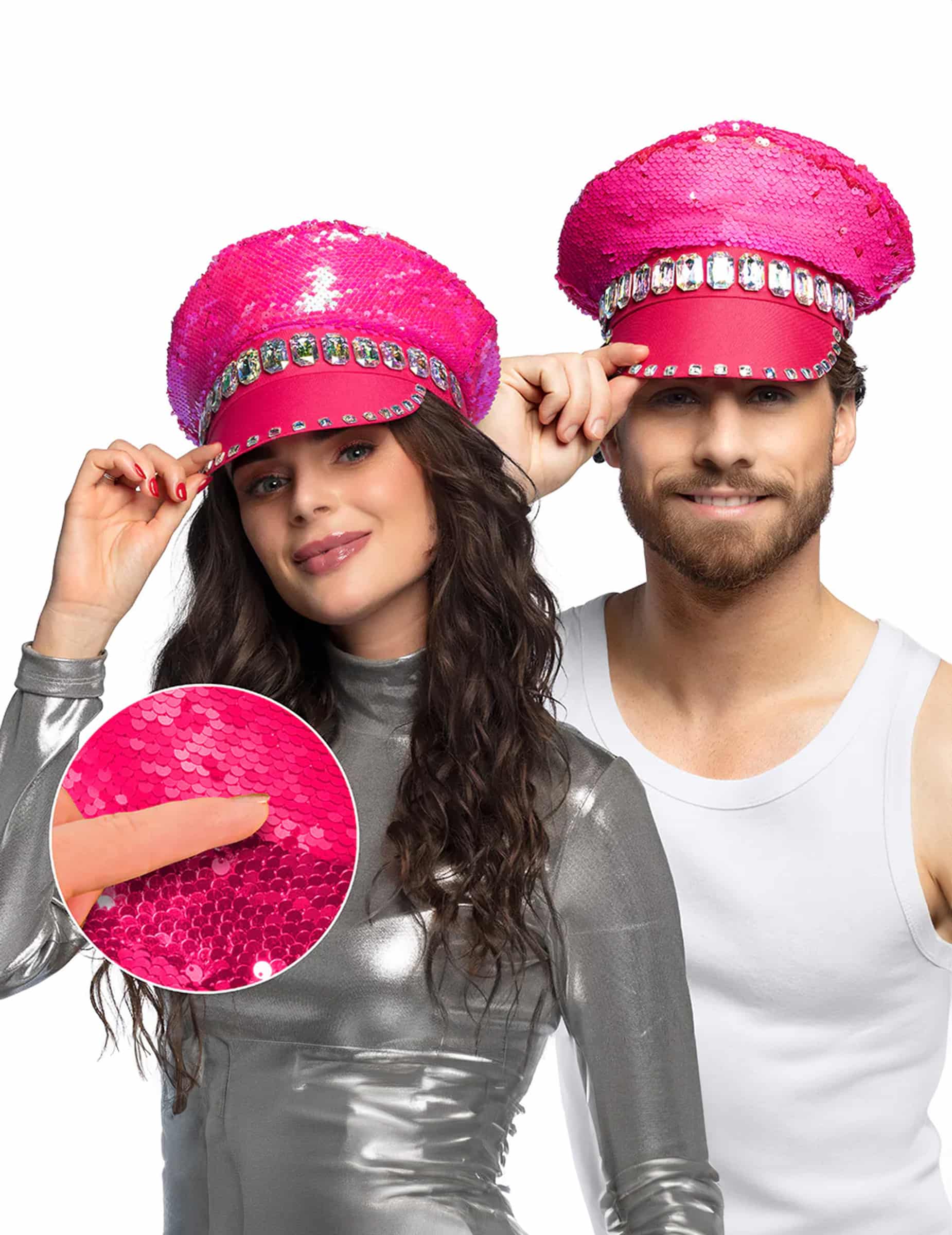 Wendbare Paillettenkappe für Erwachsene neonpink