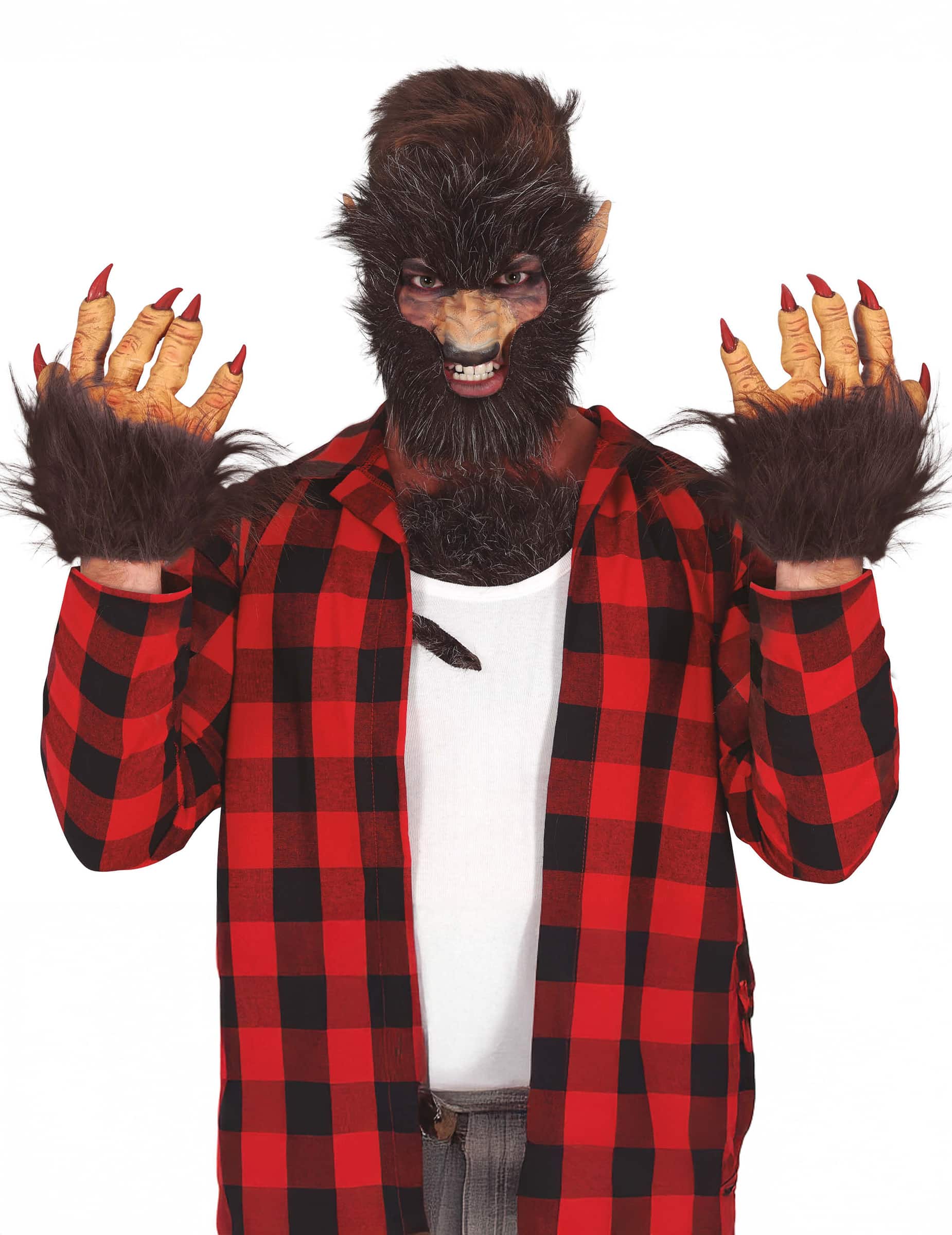 Werwolf Handschuhe mit Fell für Erwachsene