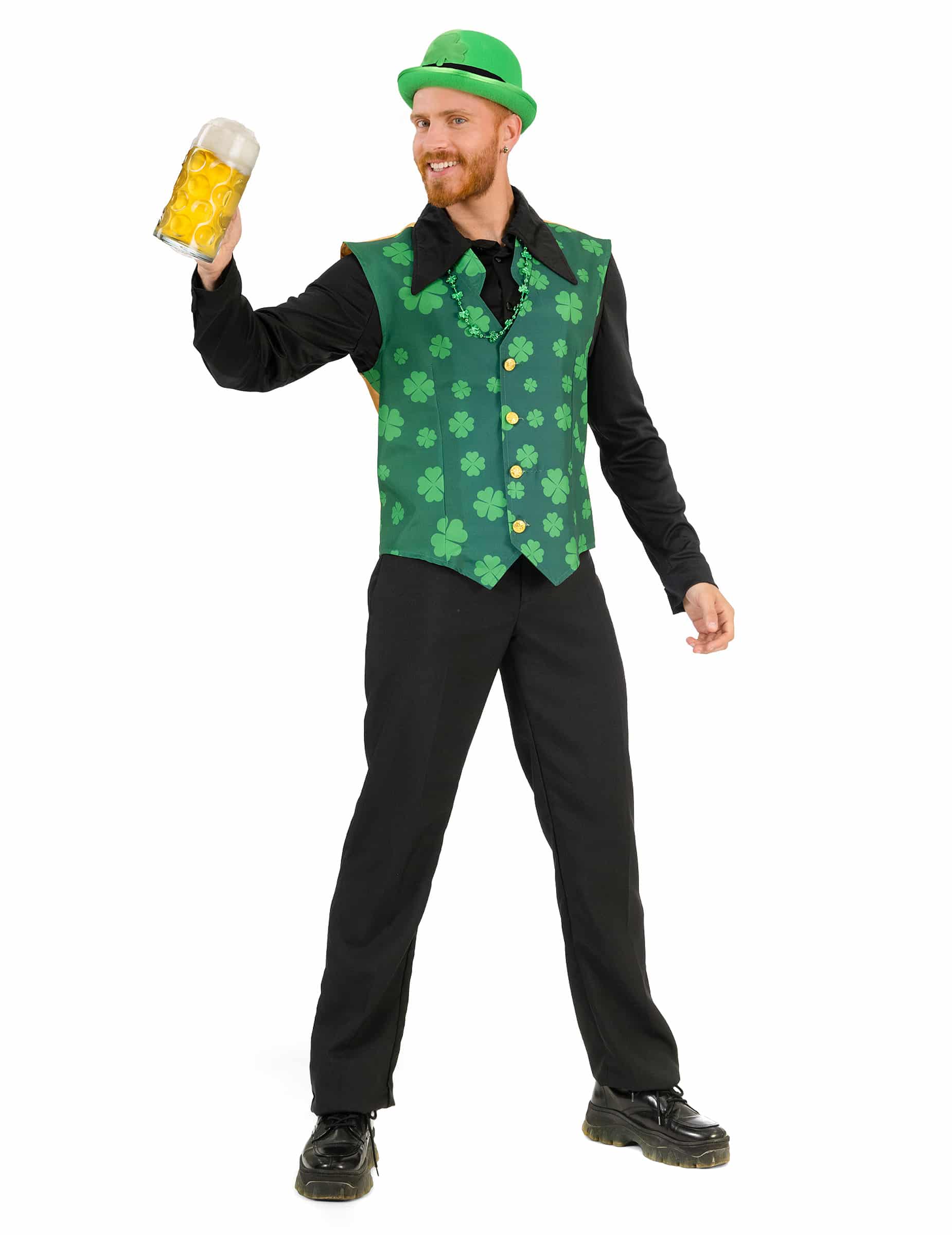 Weste Saint Patrick mit Kleeblättern für Herren grün