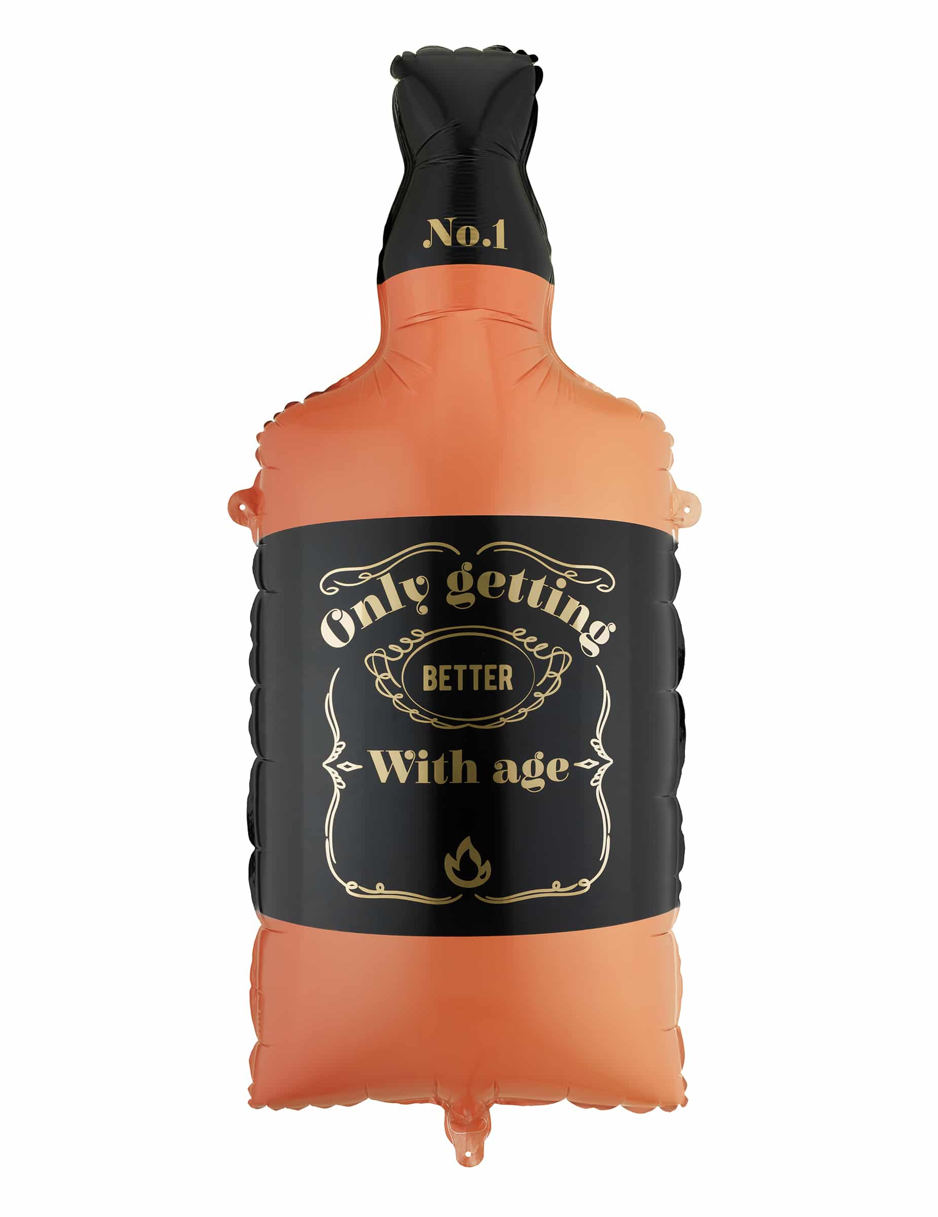 Whiskyflasche Folienballon Orange + Schwarz 34 x 86 cm