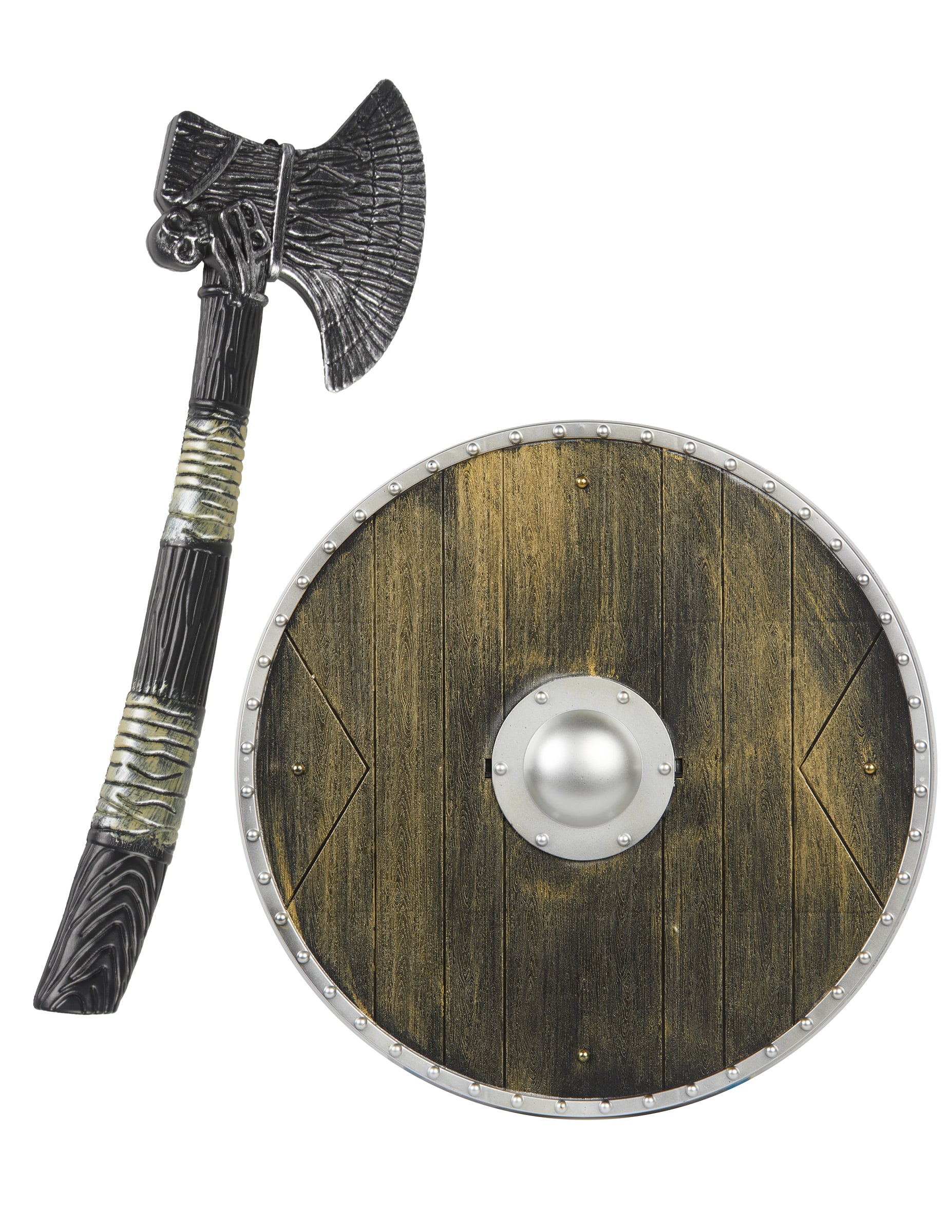 Wikinger Waffen-Set Axt und Schild für Kinder braun-grau