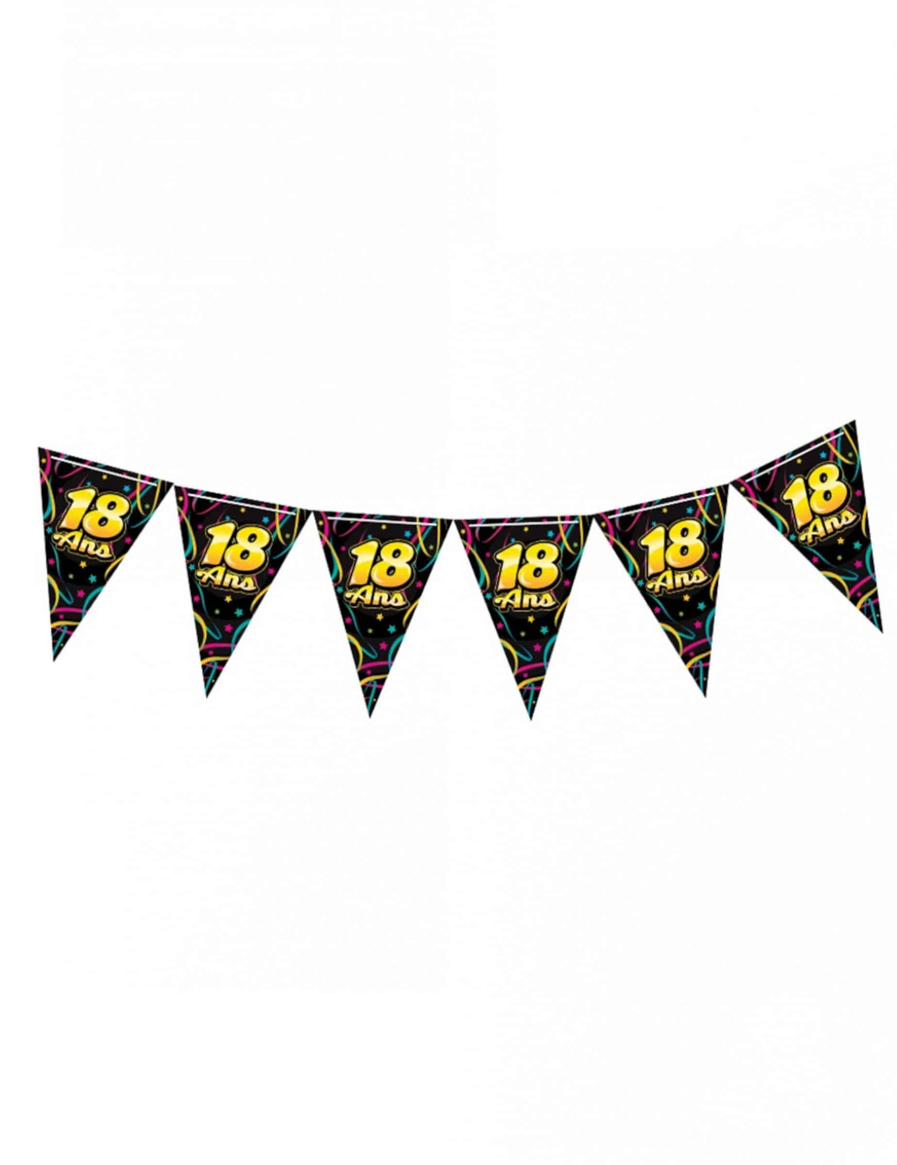 Wimpelkette 18. Geburtstag 6 m schwarz Konfetti
