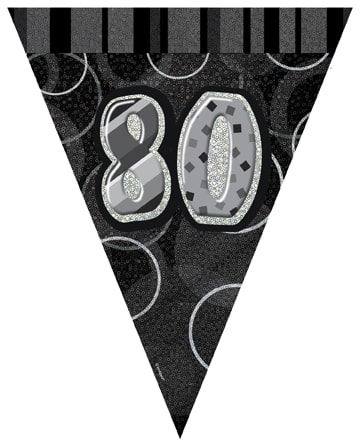 Wimpelkette 80. Geburtstag Grau 3