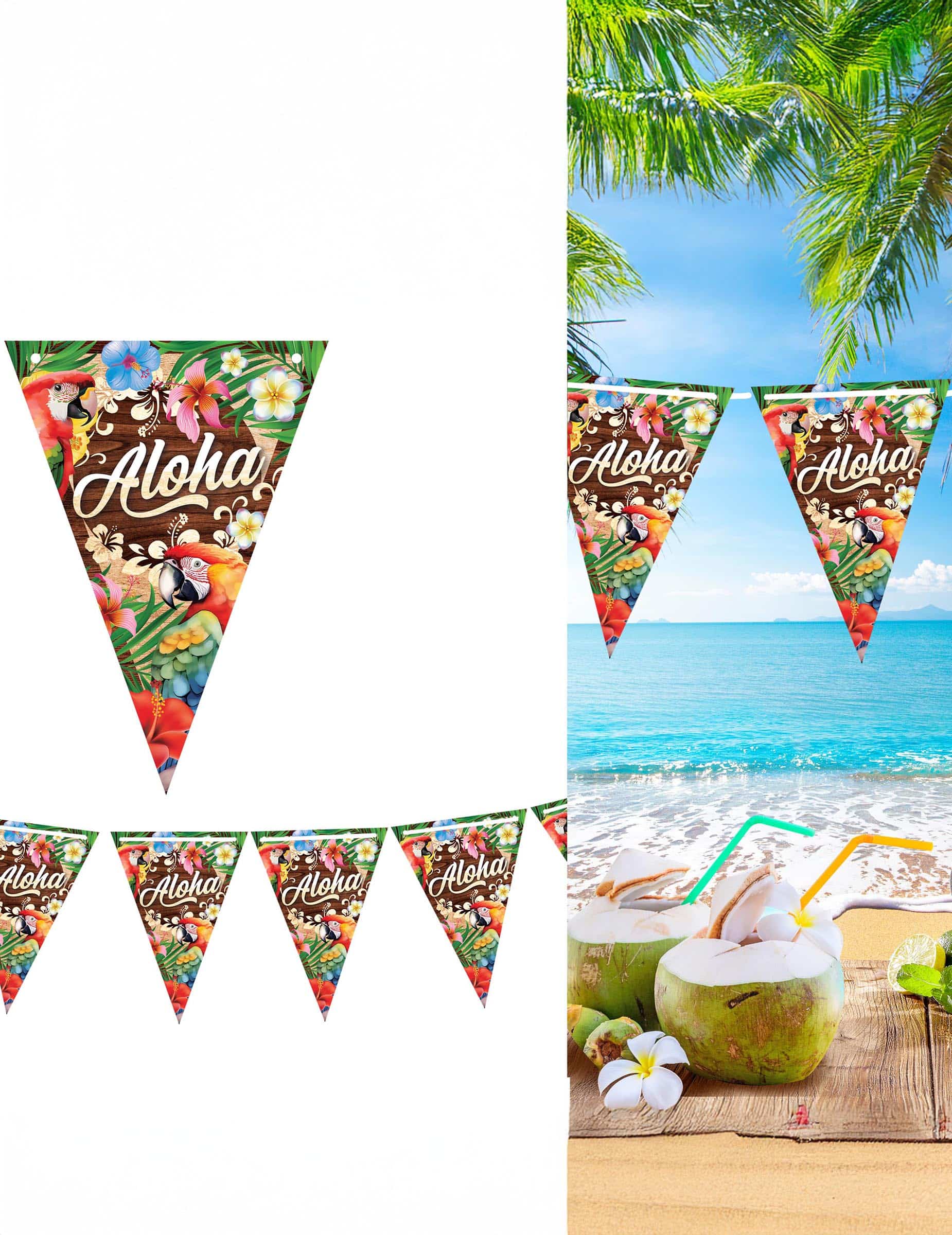 Wimpelkette Aloha Hawaii Girlande mit Fanions 3 m