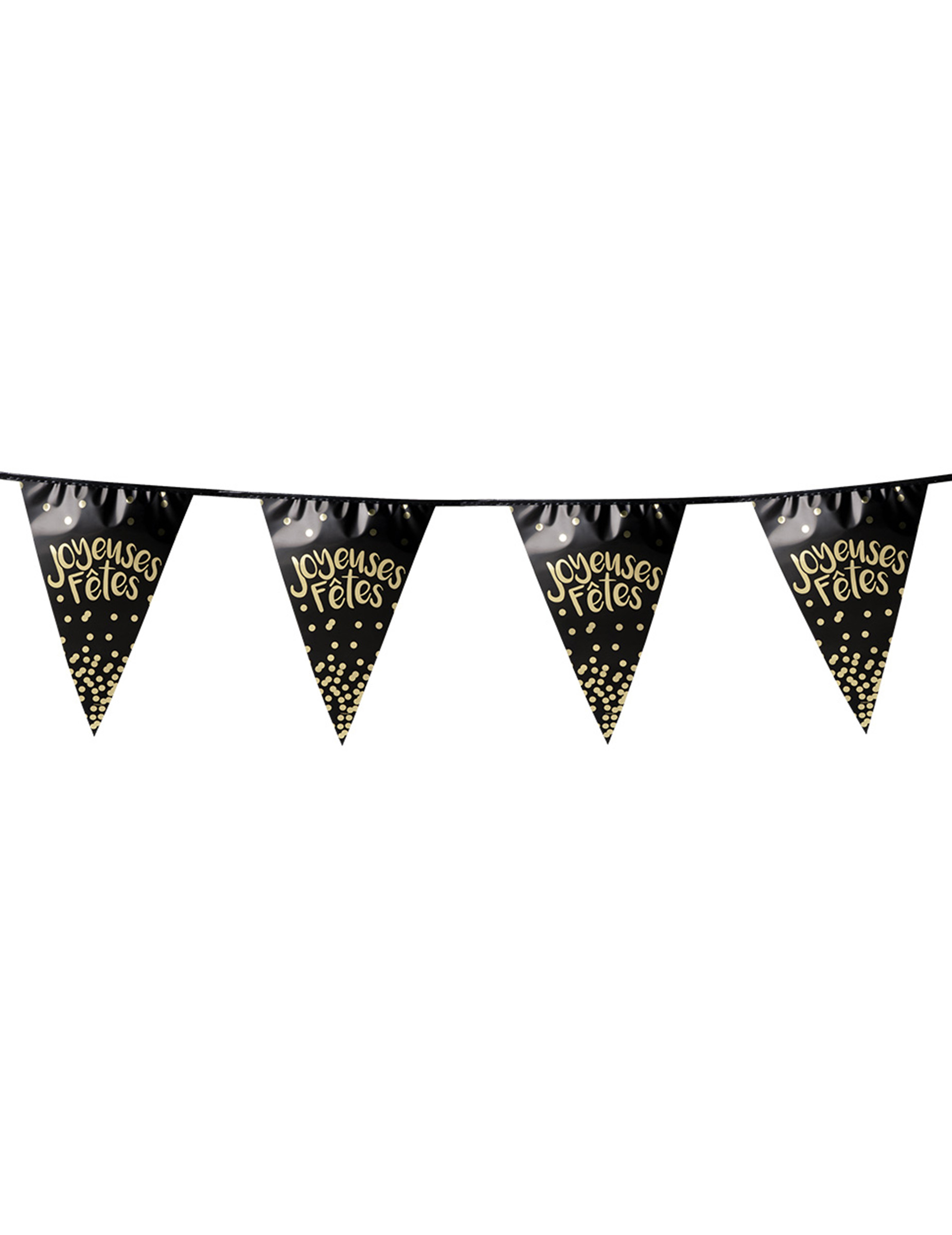 Wimpelkette Frohes Fest Schwarz + Gold 4m metallisch