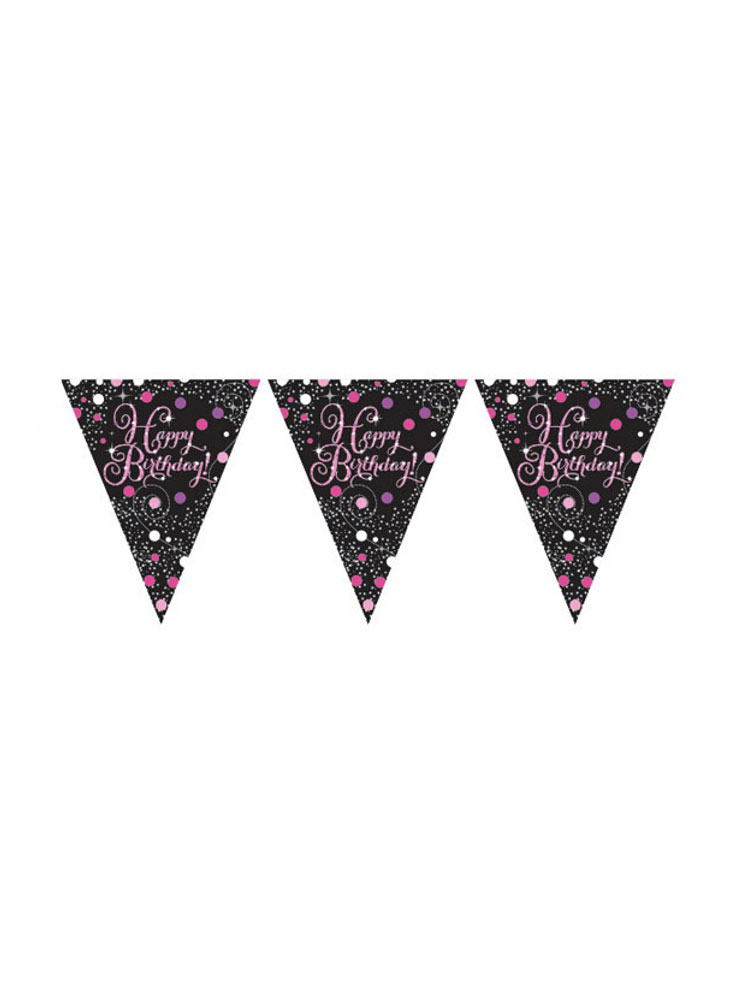 Wimpelkette Glitzernde Feier Rosa 3