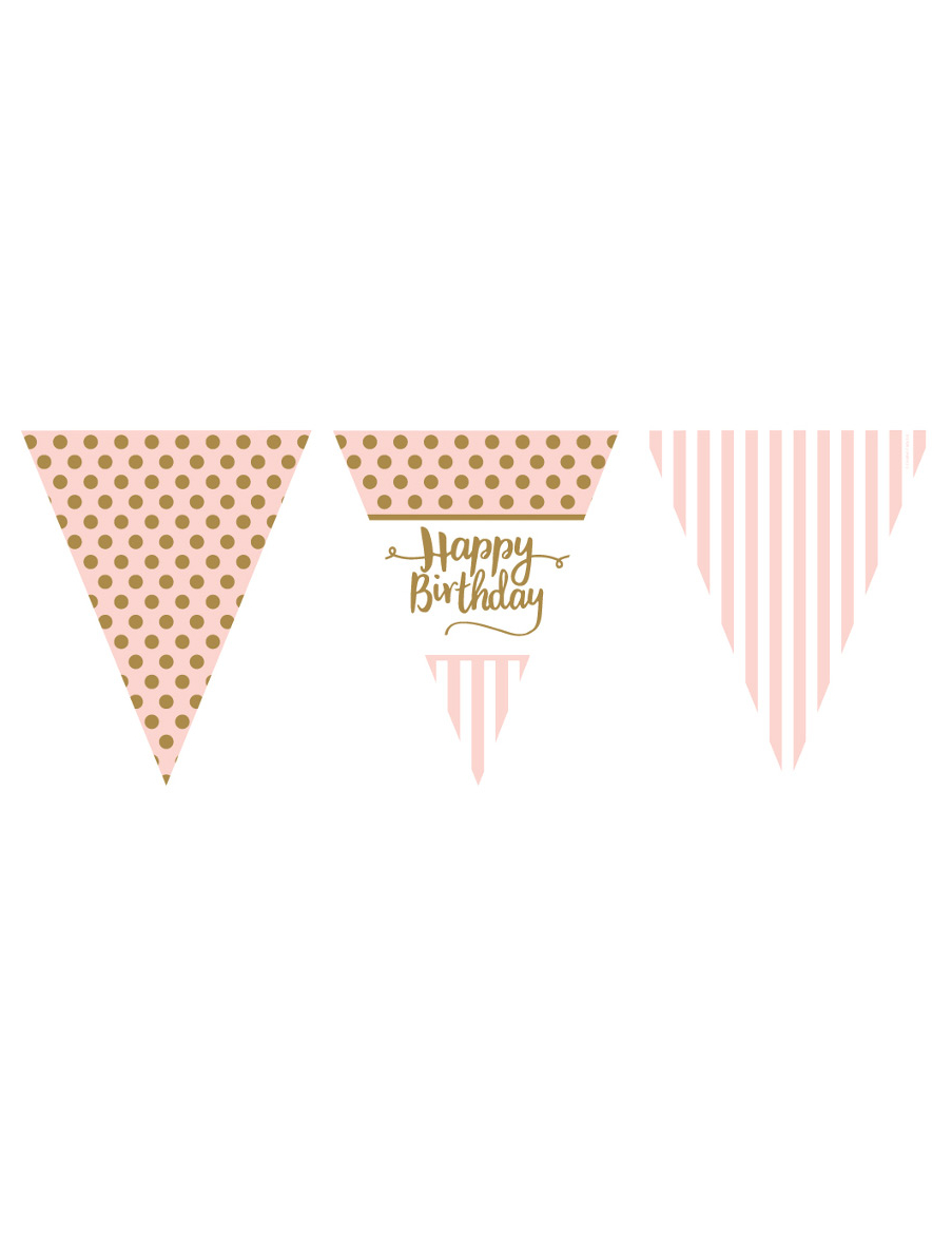 Wimpelkette Happy Birthday Rosa Gold aus Papier