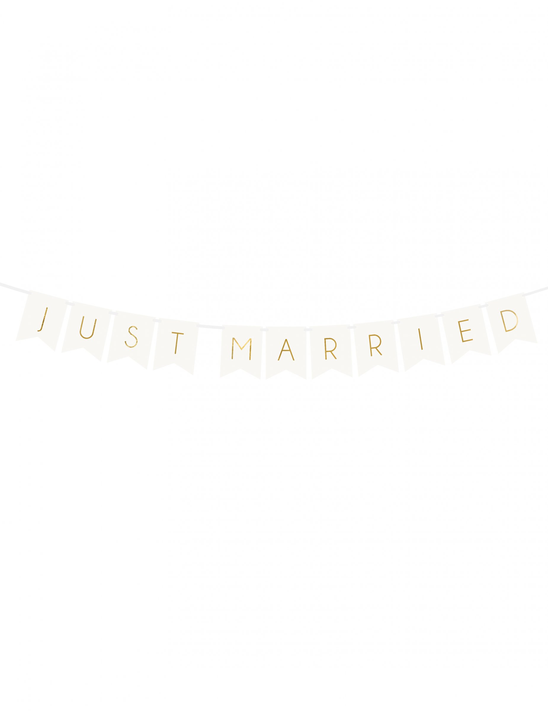 Wimpelkette Just Married Weiß Gold 155 cm