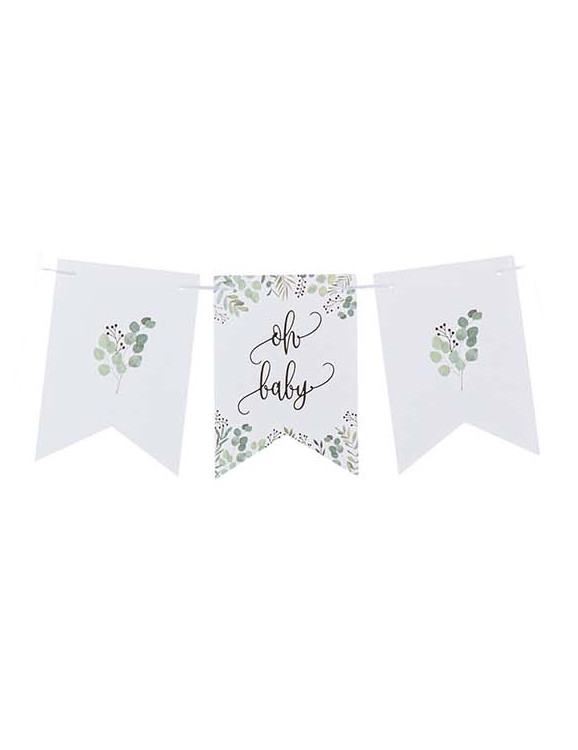 Wimpelkette Oh Baby Botanisch + Gold 140 cm Baby Shower