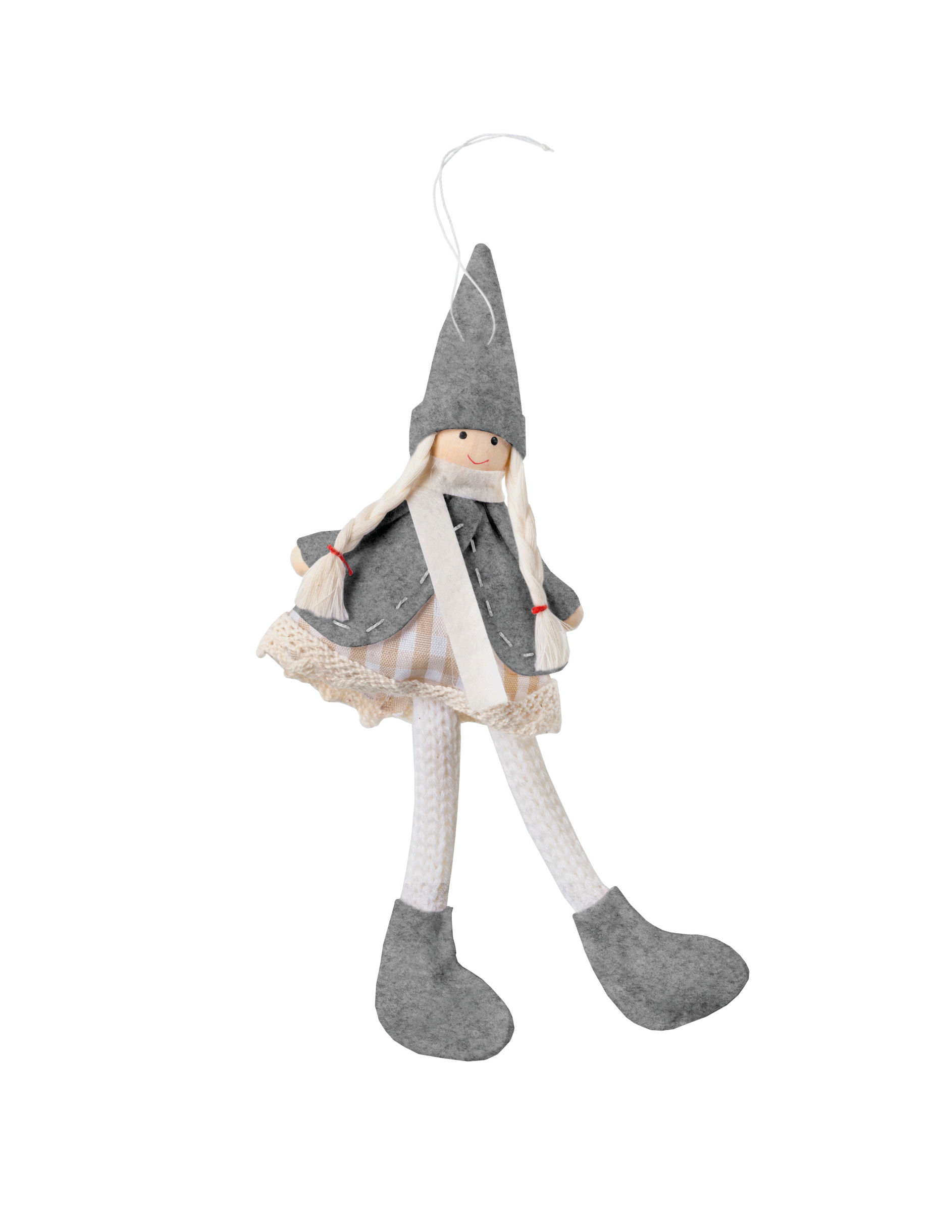 Winter-Spaziergängerin Dekofigur Weihnachtsbaum grau-weiß 11 cm