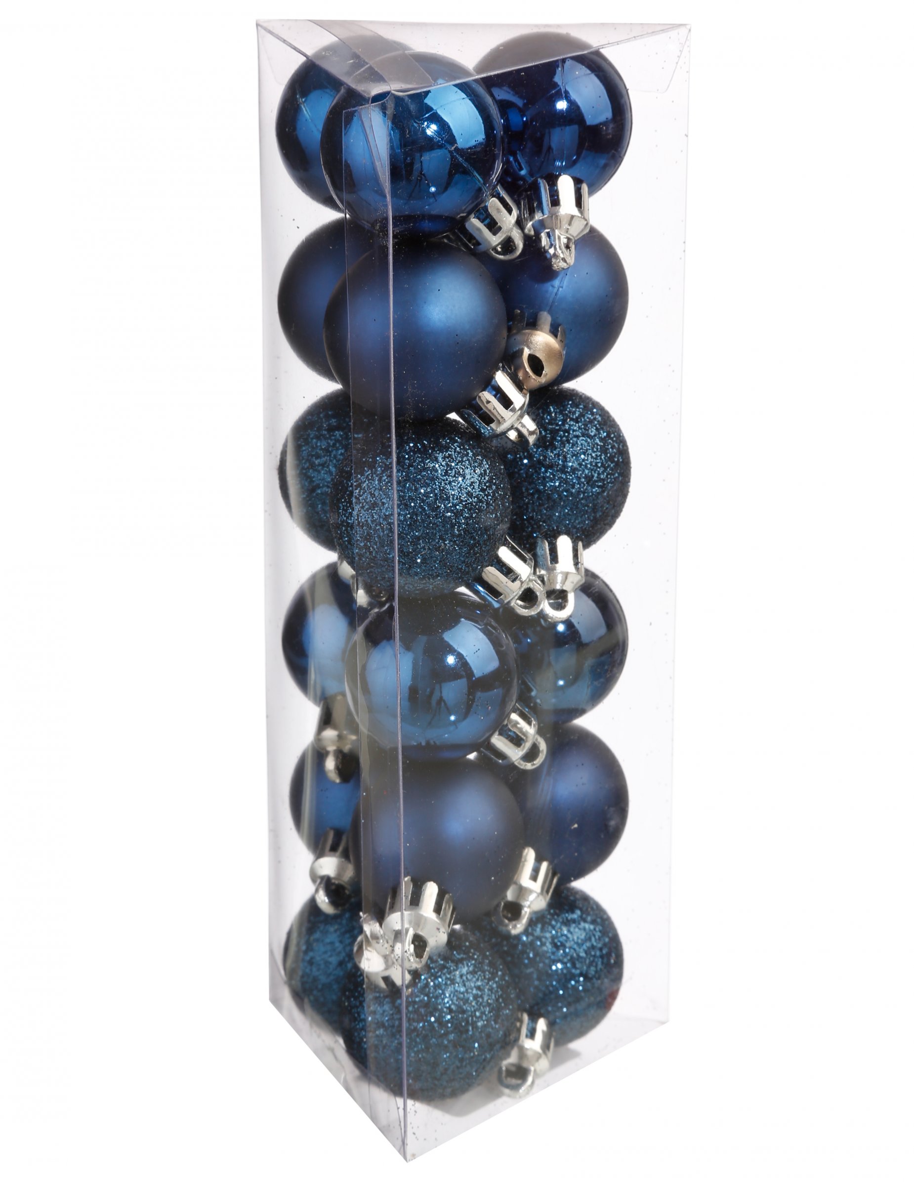 Winterliche Christbaum-Kugeln 18 Stück blau 3 cm