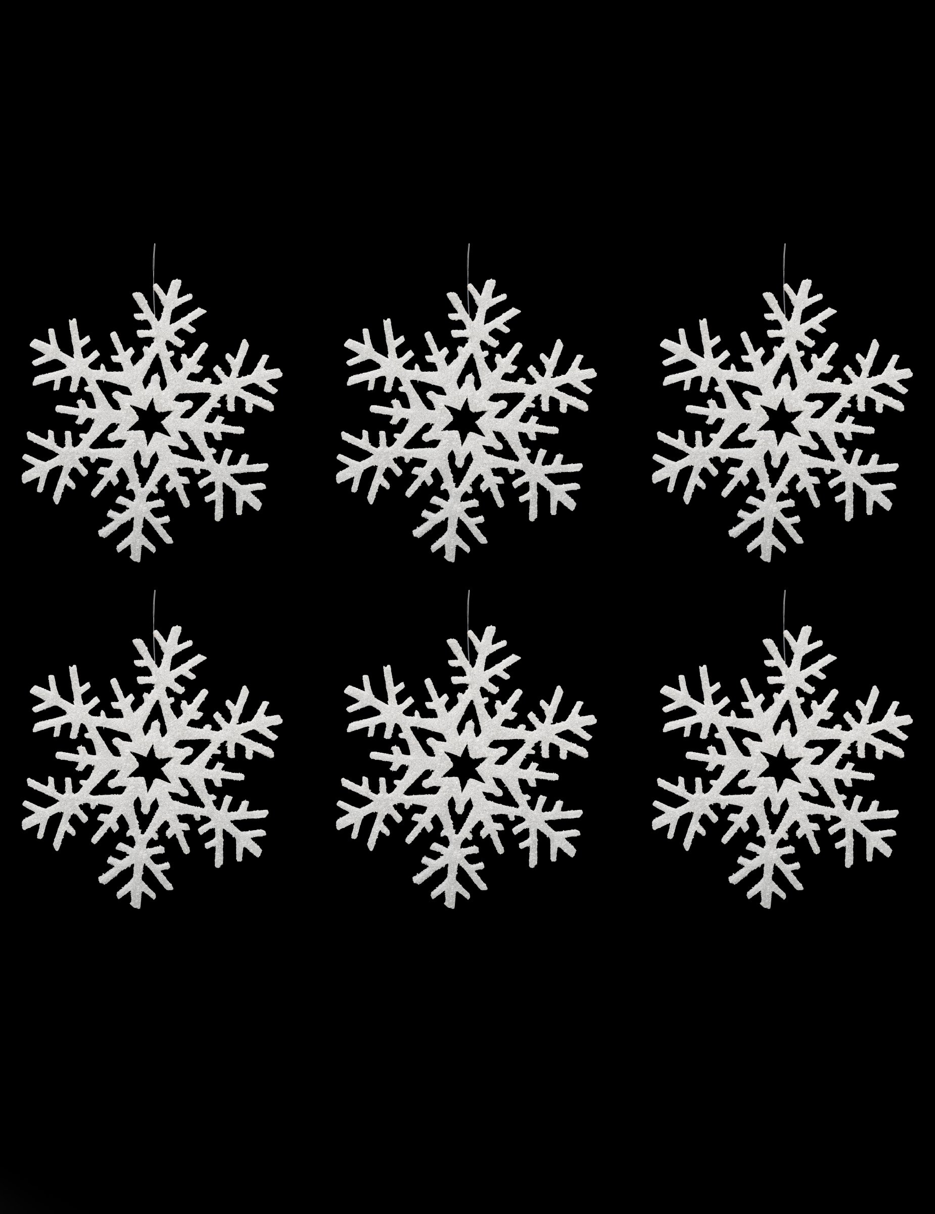 Winterliche Schneeflocken-Aufhänger Weihnachts-Hängedeko 6 Stück weiß 20 cm