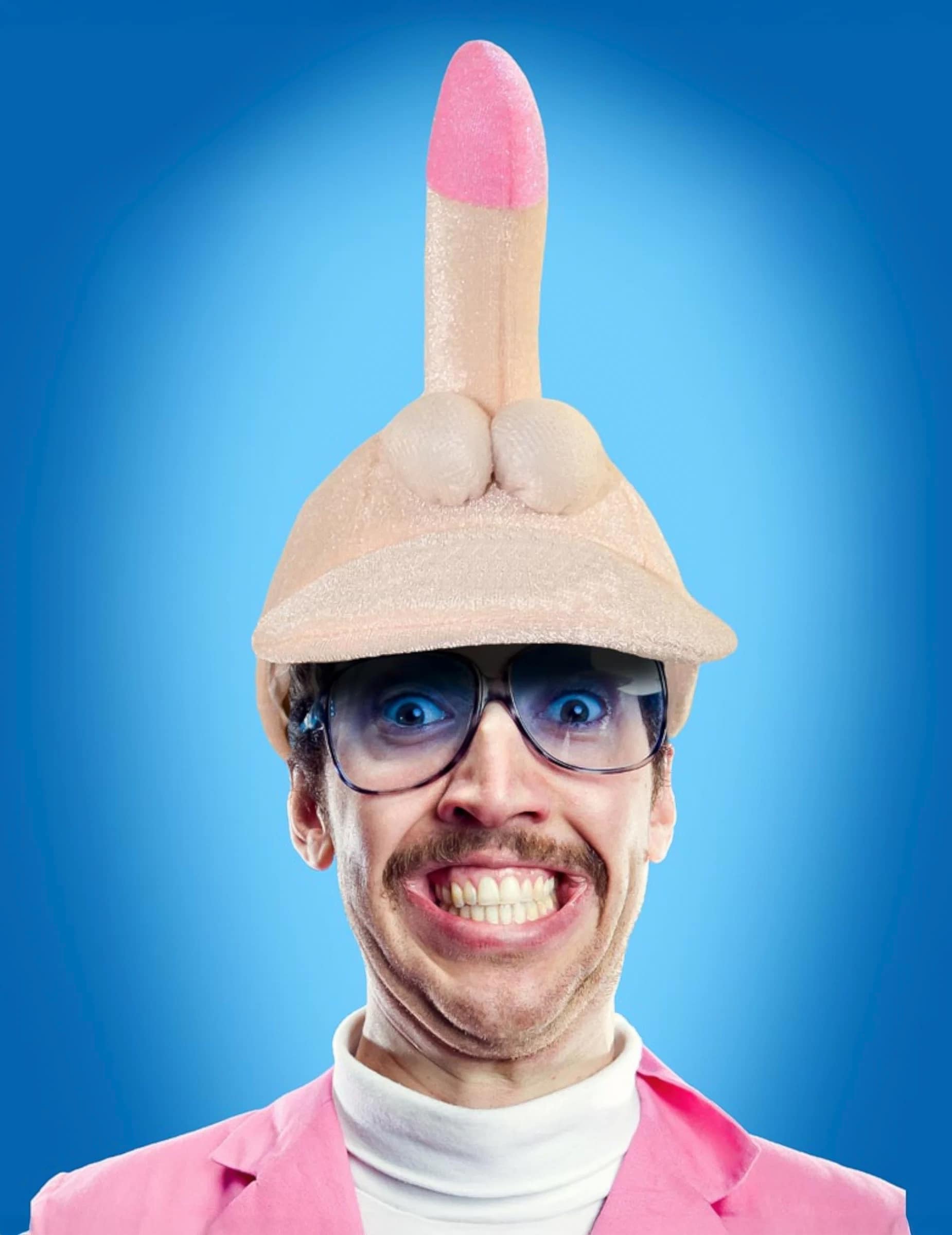 Witzige Penis Erwachsenen-Mütze beige-rosa