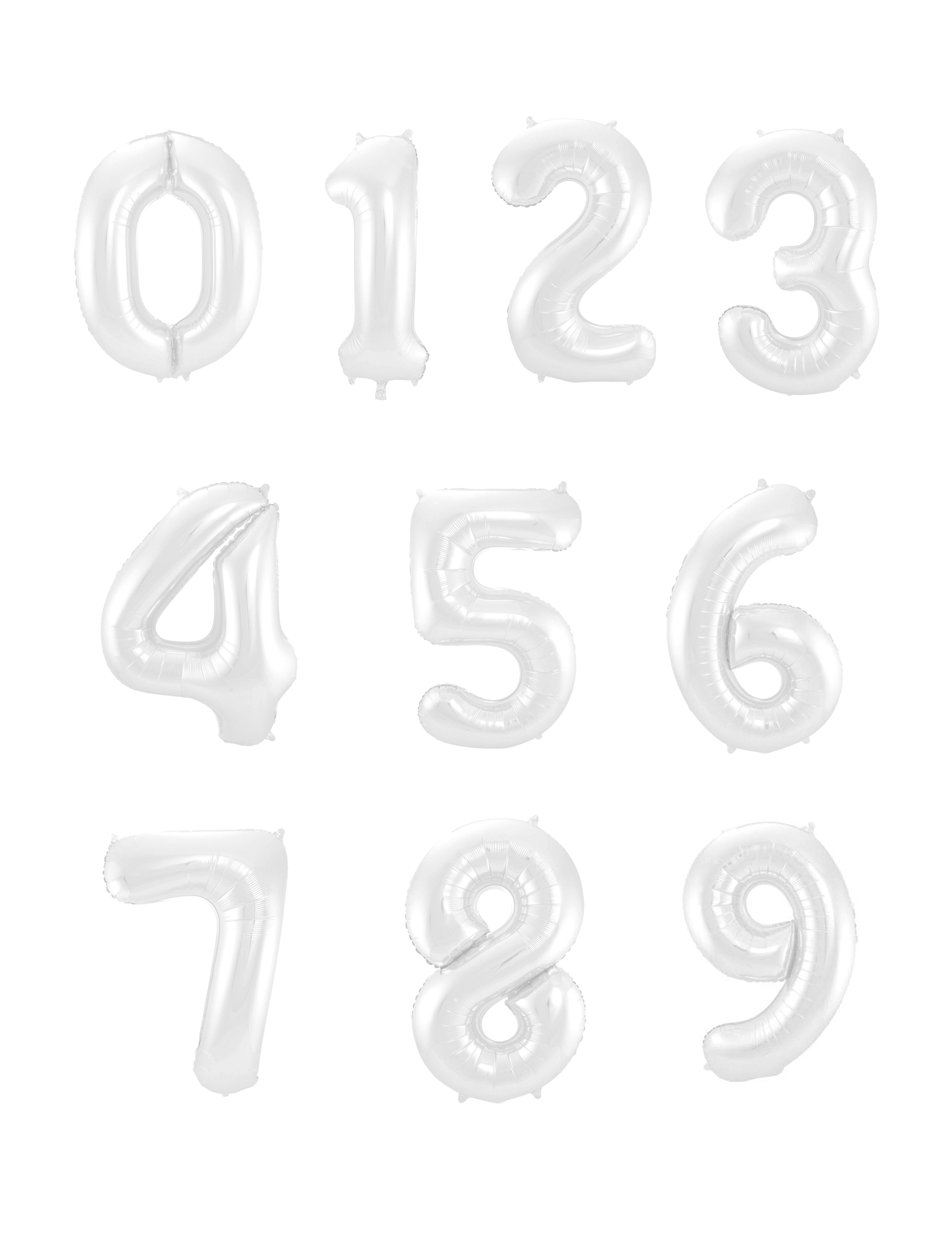Zahlenballon Weiß Matt 86 cm Mylar-Ballon für Geburtstage
