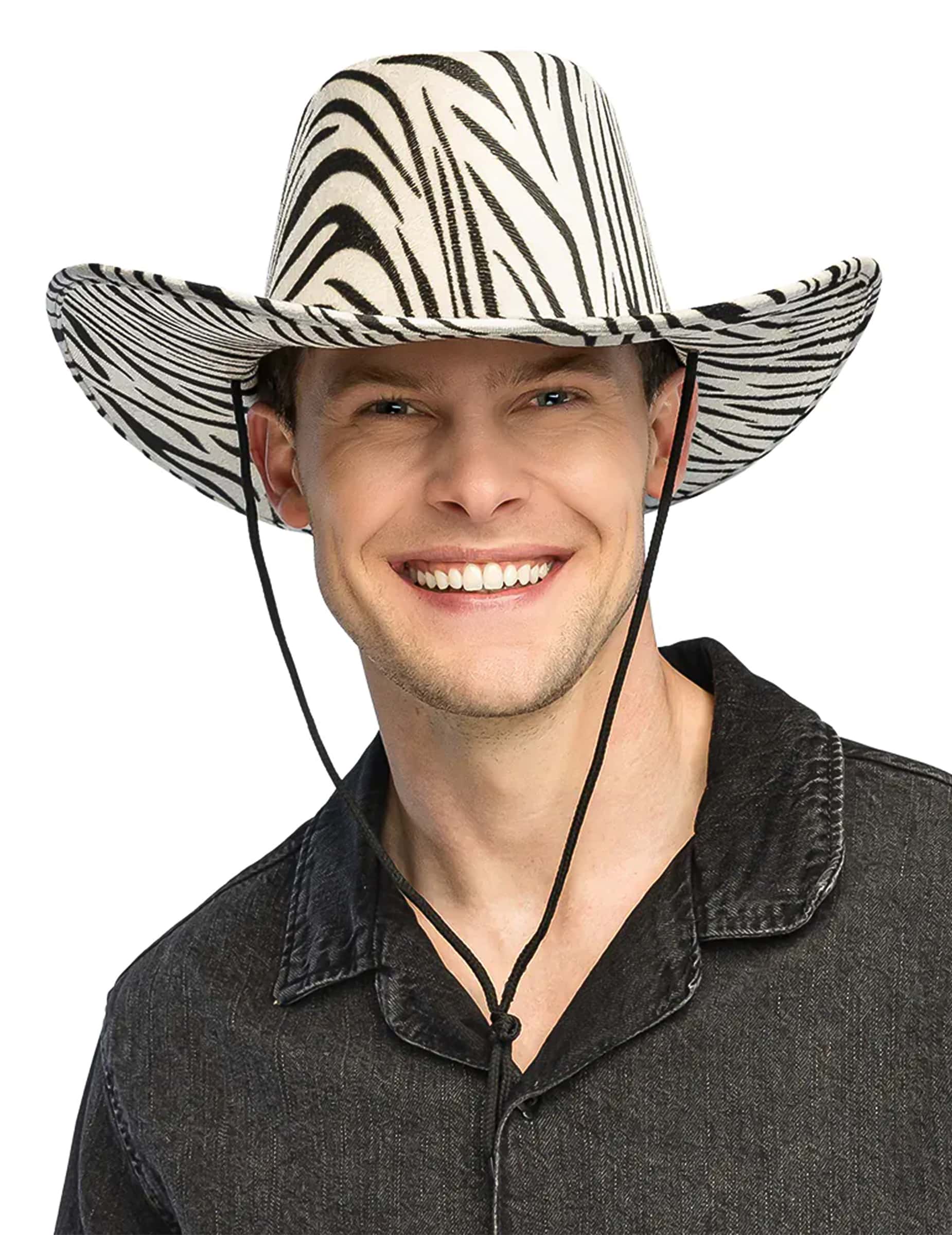 Zebra Cowboyhut - Tiermuster Western Hut für Karneval