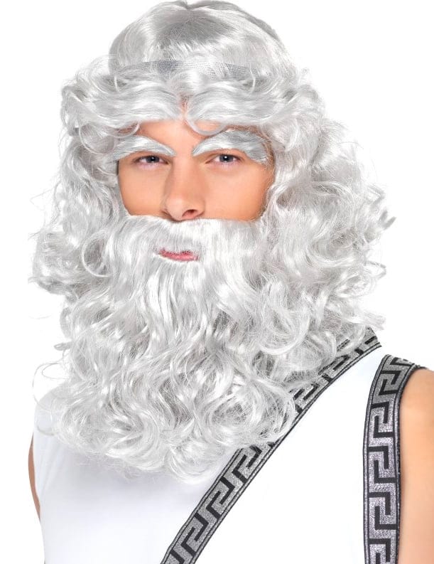 Zeus Gott Moses Antike Herren Perücke mit Bart grau