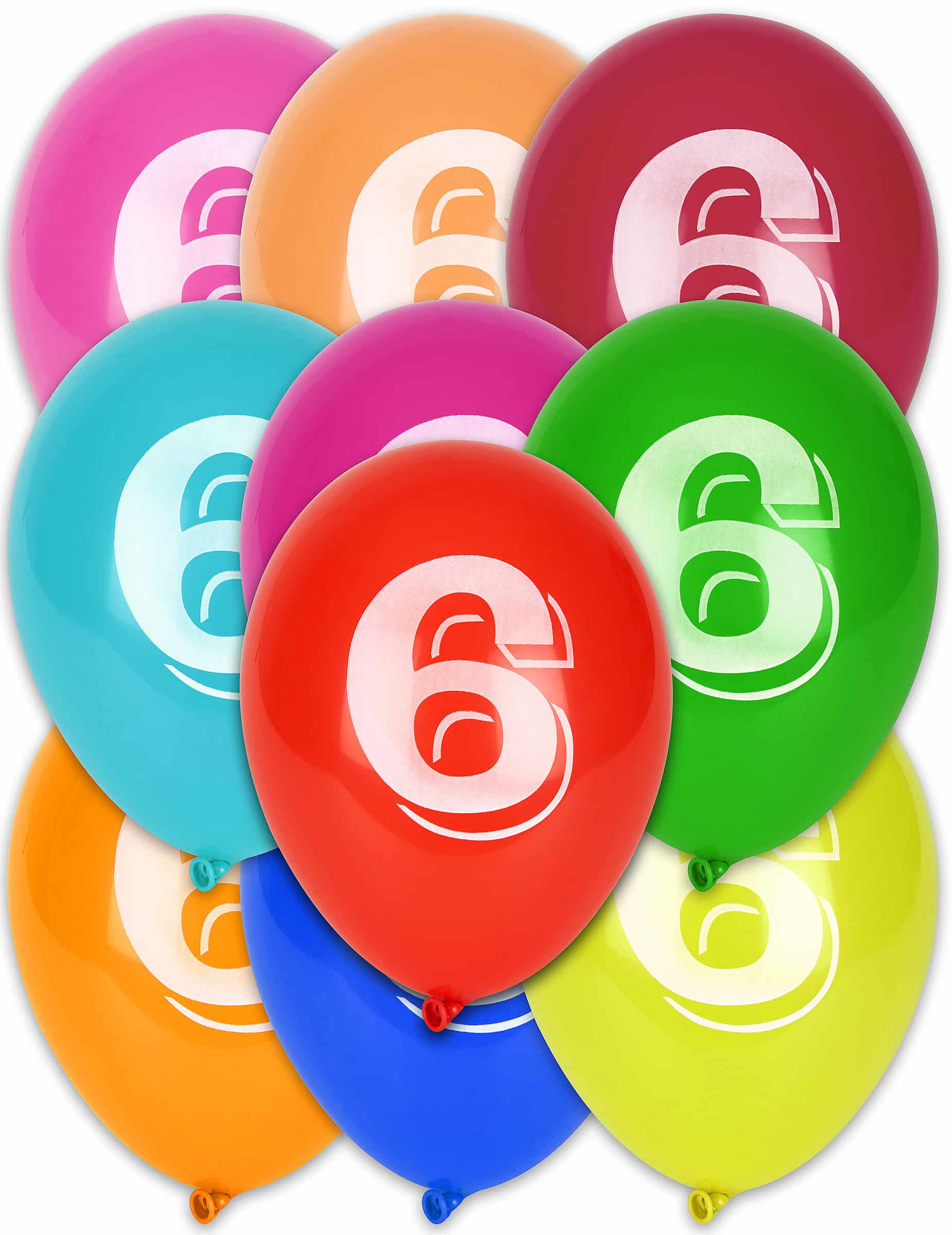 Ziffer 6 Luftballons Geburtstagsballons Jubiläum 6 Jahre 8 Stück bunt