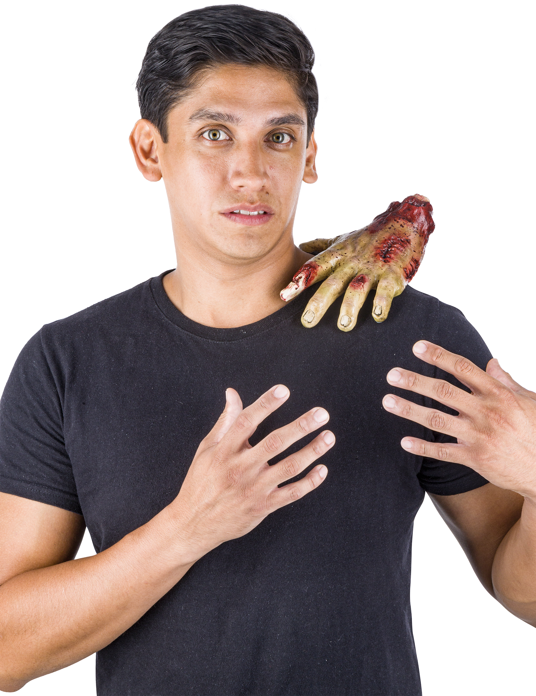Zombie-Hand aus Latex Kostümaccessoire für Erwachsene hellgrün-rot