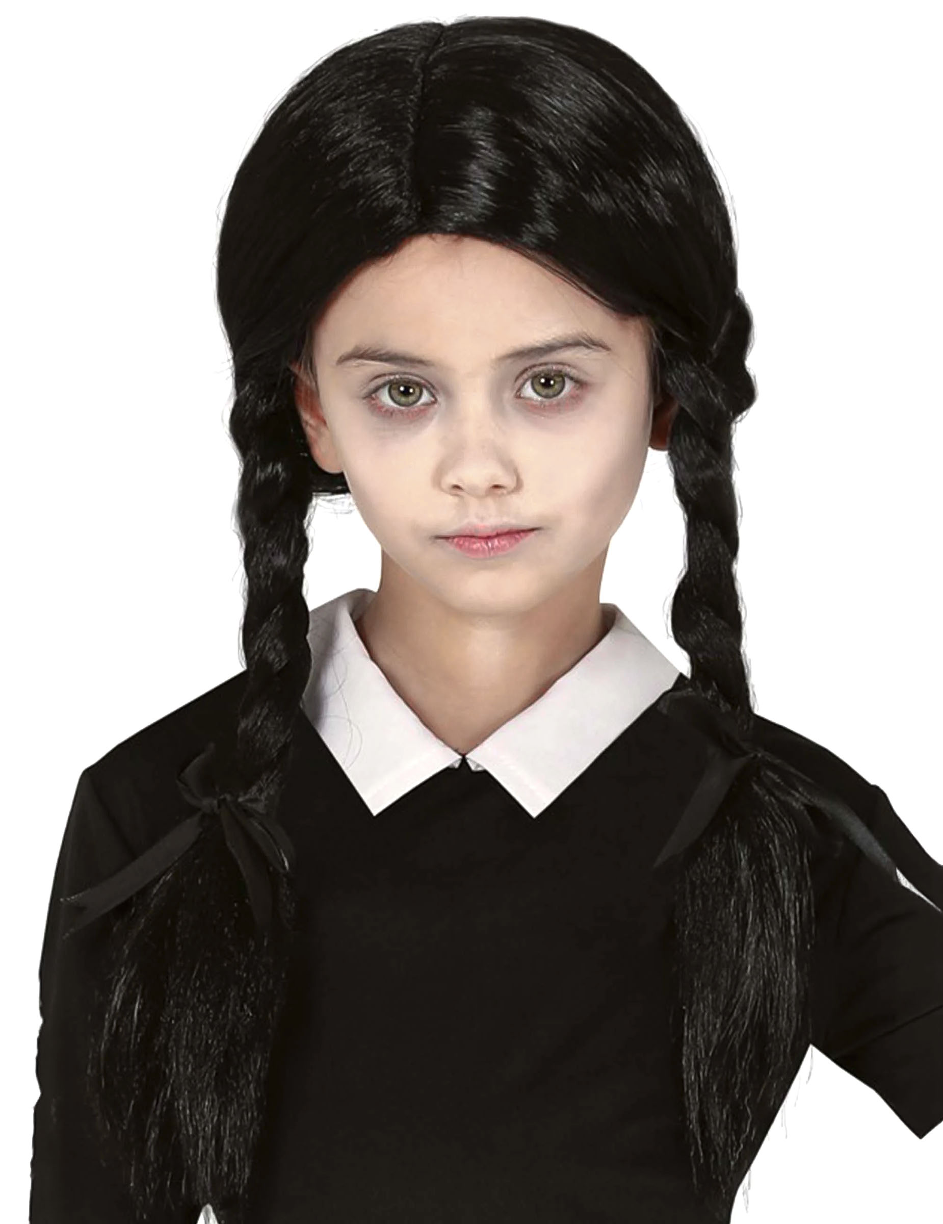 Zopf-Perücke für Kinder Halloween-Kinderperücke schwarz