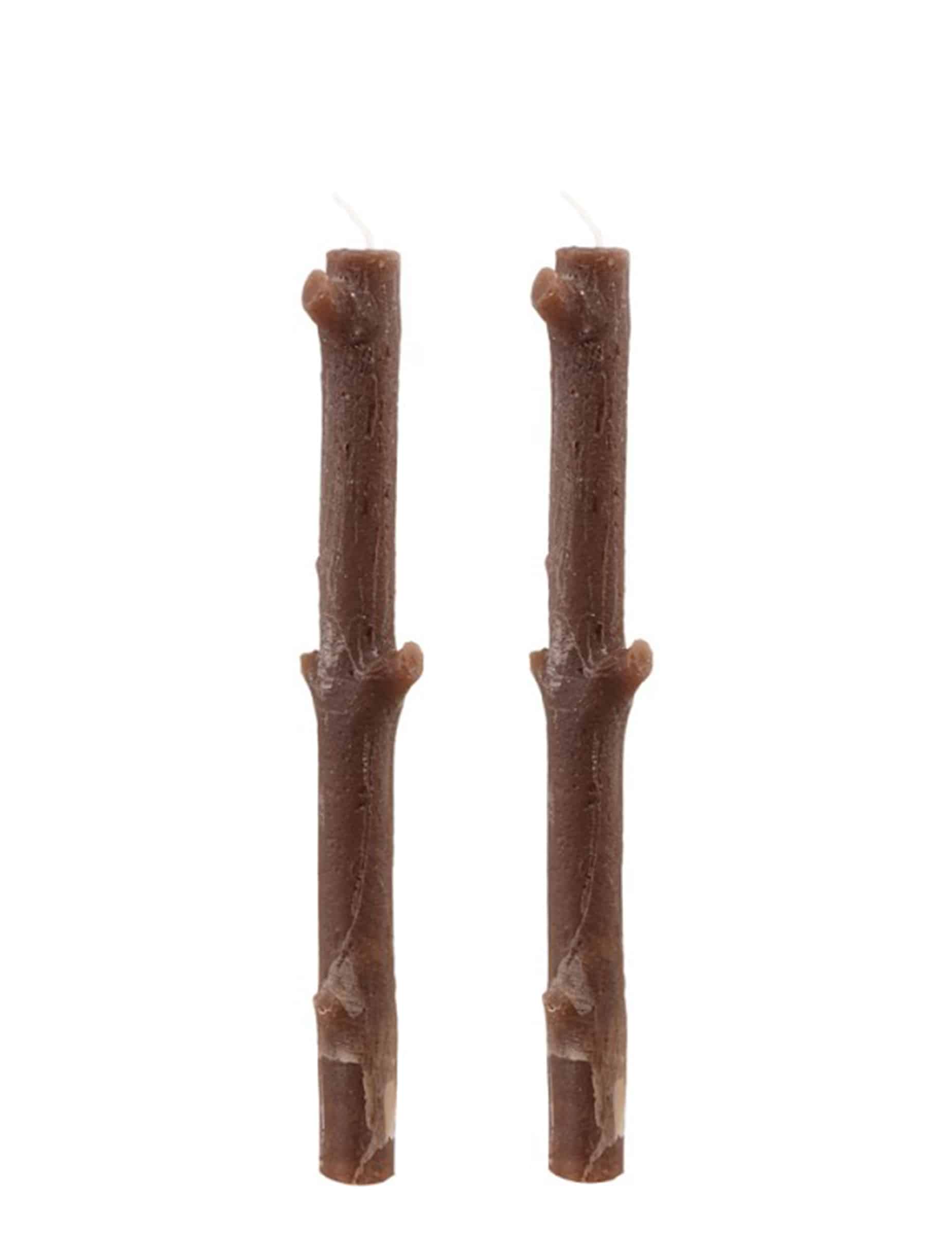 Zwei Kerzen in Form von Baumzweigen