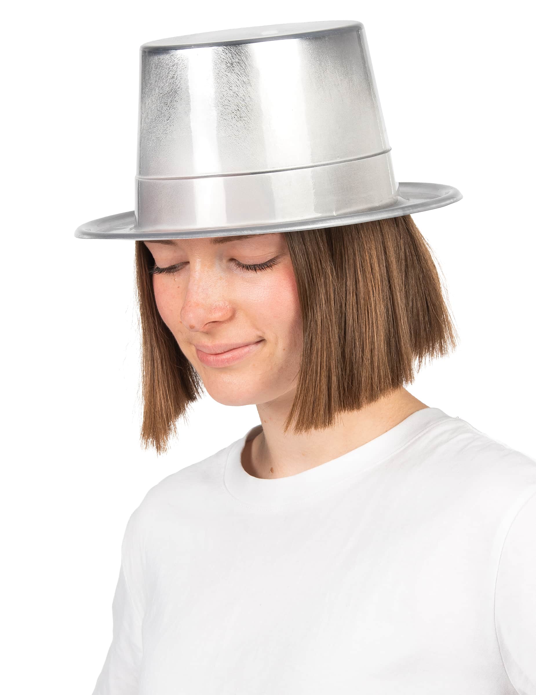 Zylinder Silber Glitzer – Hut haut de forme für Erwachsene silber