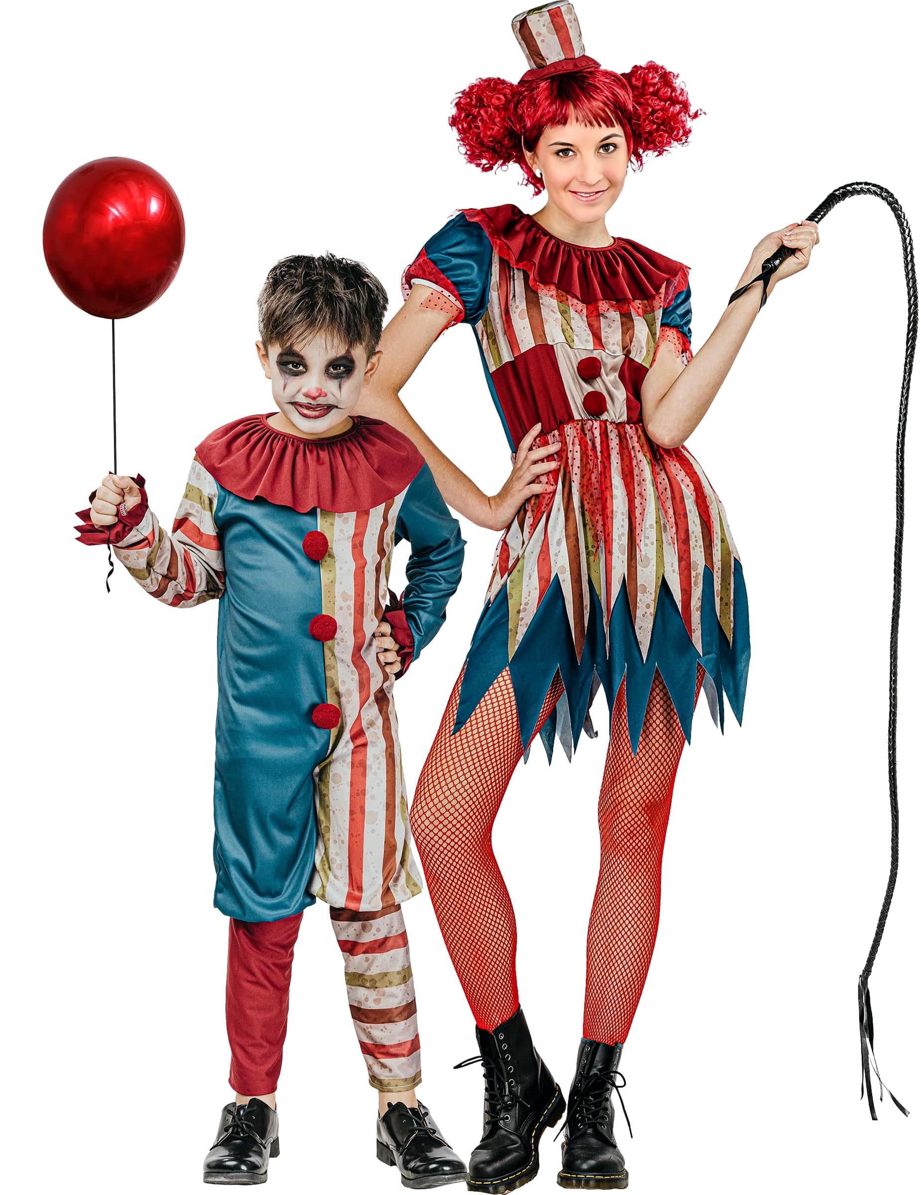 buntes Horrorclown Paarkostüme
