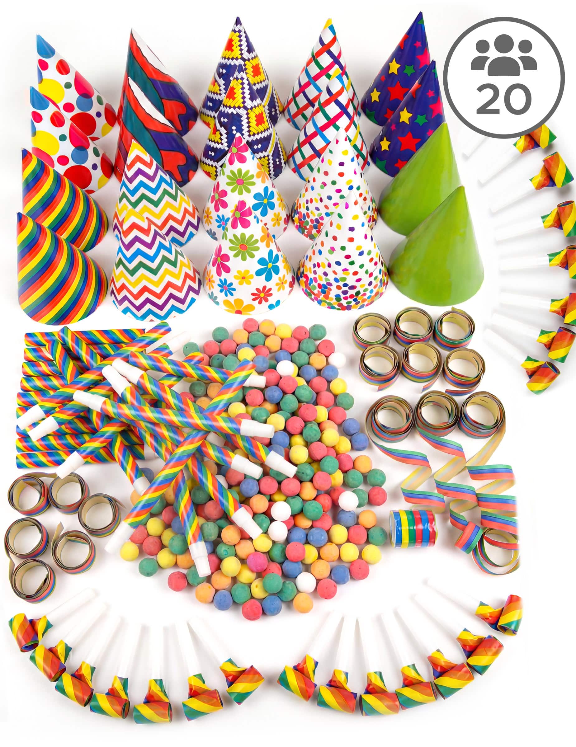 buntes Kotillon Set für 20 Personen